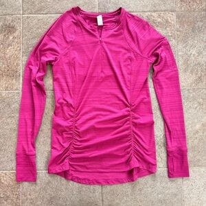 Athleta Long Sleeve Pink Ruched Running Yoga Active Top Size Small